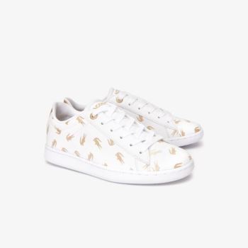 Lacoste Carnaby Metallic Crocodile Sneaker - Tenisky Dětské Bílé / Zlaté | CZ-Qiup3e